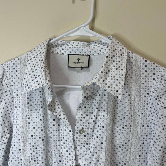 Tuckernuck Malibu Mornings Lace Inset Callahan Shirt Dress Sz S White Nice! - Picture 4 of 7
